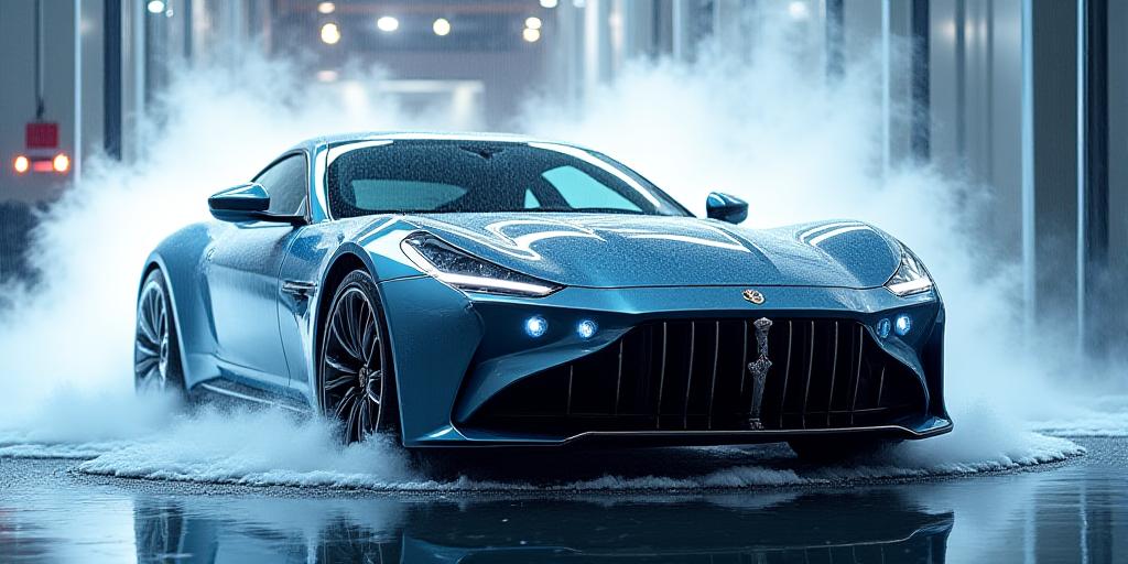 A luxury car getting a premium wash at Script & Suds